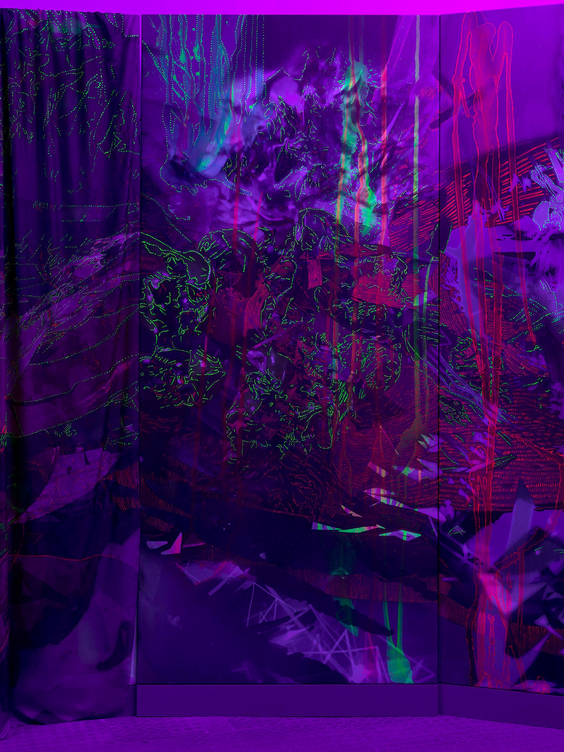 Panel 7 of the Grotto Decaptych Under UV Light