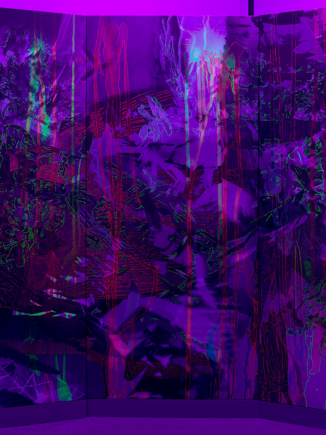 Panel 8 of the Grotto Decaptych Under UV Light