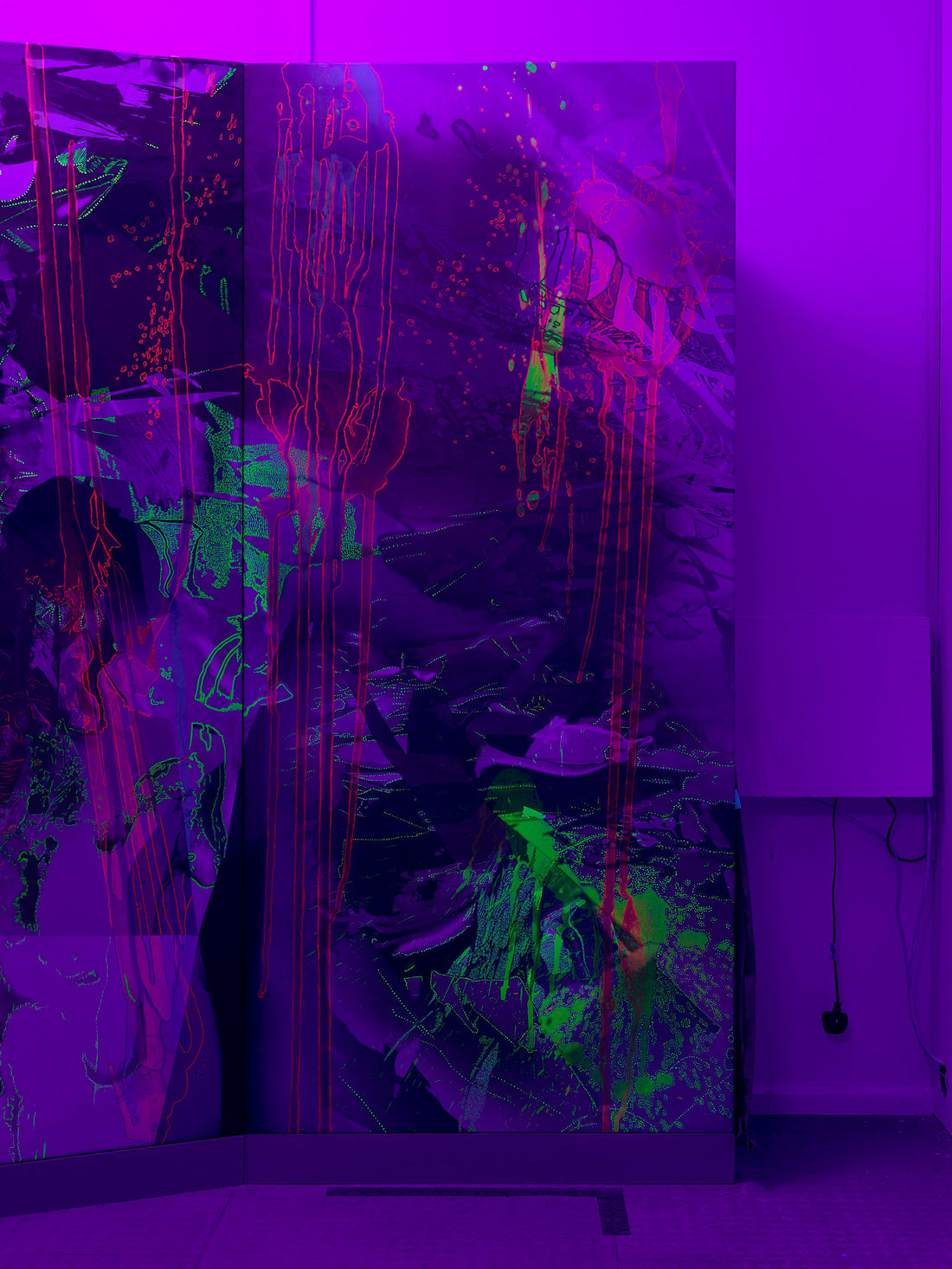 Panel 10 of the Grotto Decaptych Under UV Light