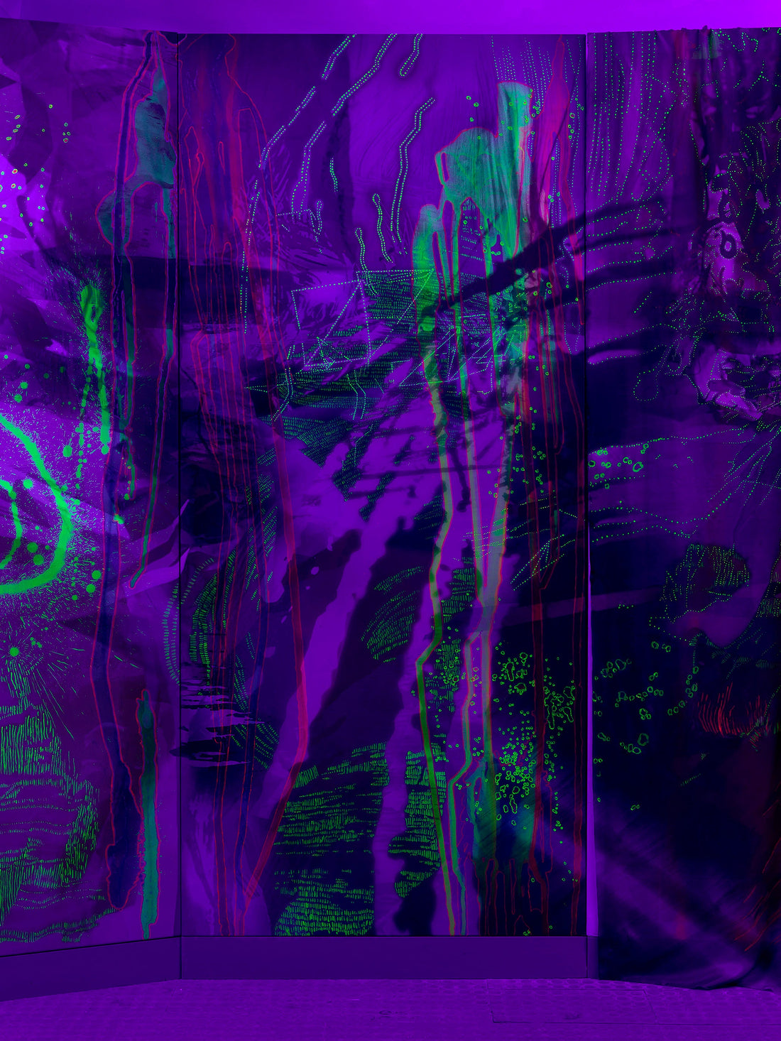 Panel 5 of the Grotto Decaptych Under UV Light