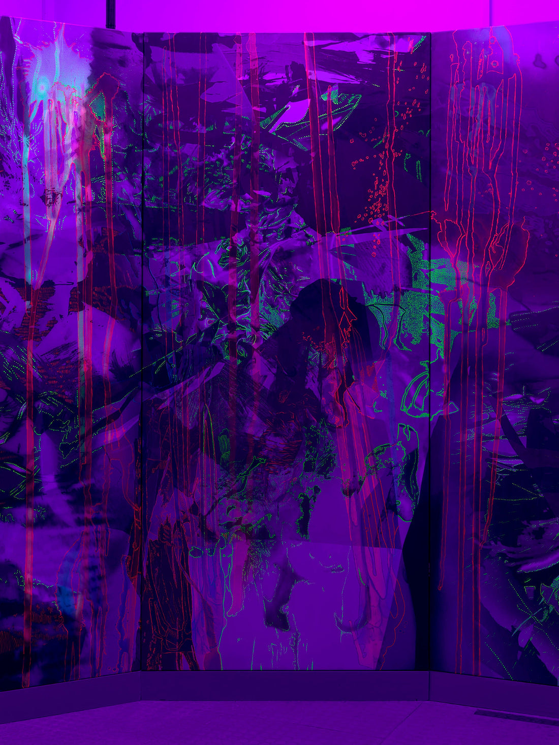 Panel 9 of the Grotto Decaptych Under UV Light